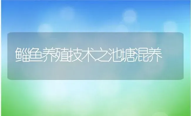 鲻鱼养殖技术之池塘混养 | 淡水养殖技术