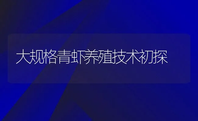 大规格青虾养殖技术初探 | 动物养殖饲料