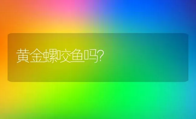 黄金螺咬鱼吗？ | 鱼类宠物饲养