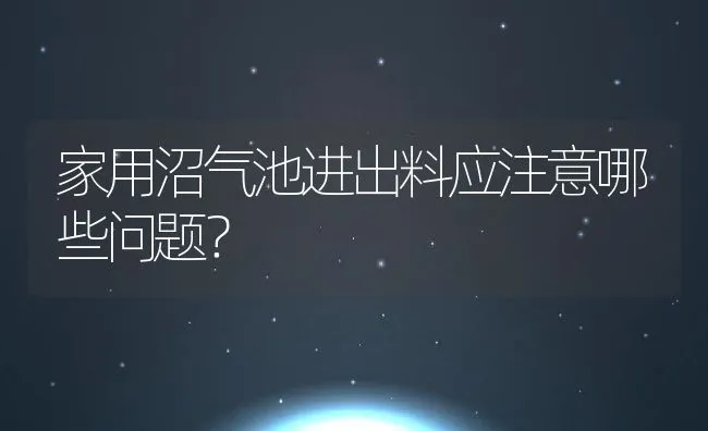 家用沼气池进出料应注意哪些问题？ | 动物养殖饲料