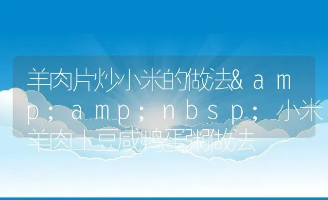 羊肉片炒小米的做法 小米羊肉土豆咸鸭蛋粥做法 | 动物养殖百科