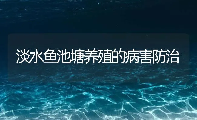 淡水鱼池塘养殖的病害防治 | 海水养殖技术