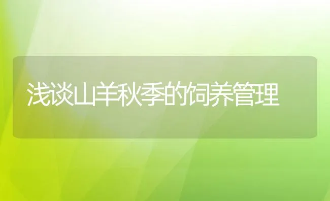 浅谈山羊秋季的饲养管理 | 动物养殖饲料