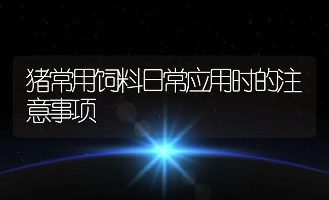 猪常用饲料日常应用时的注意事项 | 动物养殖学堂