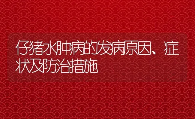 仔猪水肿病的发病原因、症状及防治措施 | 动物养殖百科