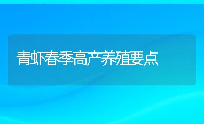 青虾春季高产养殖要点 | 动物养殖饲料