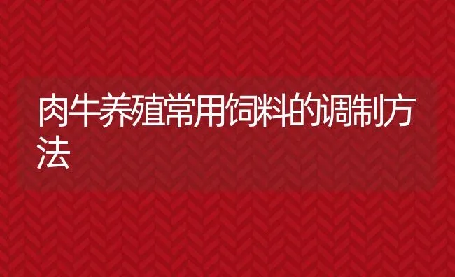 肉牛养殖常用饲料的调制方法 | 动物养殖教程