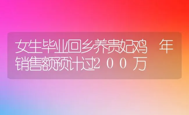 女生毕业回乡养贵妃鸡 年销售额预计过200万 | 动物养殖教程