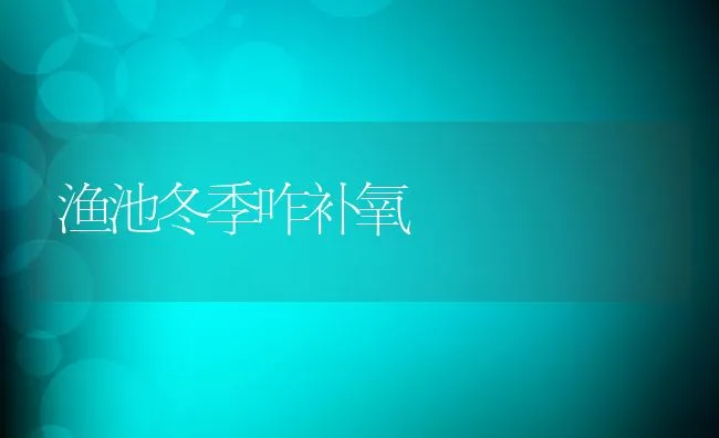 渔池冬季咋补氧 | 动物养殖饲料