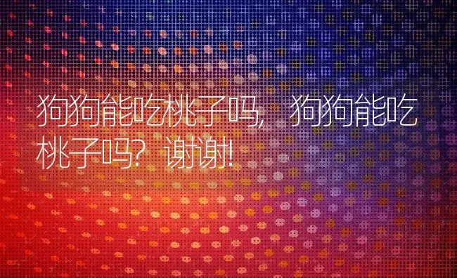 狗狗能吃桃子吗,狗狗能吃桃子吗?谢谢! | 宠物百科知识