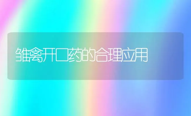 雏禽开口药的合理应用 | 动物养殖学堂