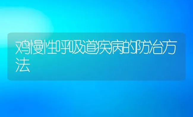 鸡慢性呼吸道疾病的防冶方法 | 动物养殖教程