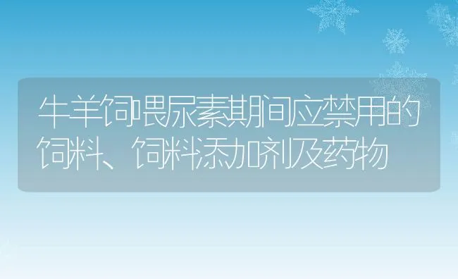 牛羊饲喂尿素期间应禁用的饲料、饲料添加剂及药物 | 动物养殖学堂