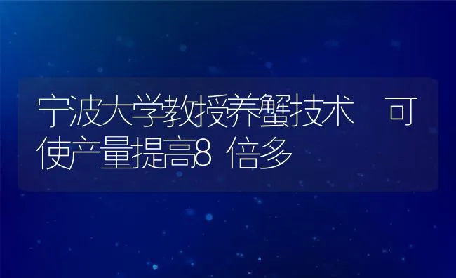 宁波大学教授养蟹技术 可使产量提高8倍多 | 动物养殖饲料