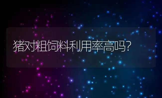 猪对粗饲料利用率高吗？ | 动物养殖饲料