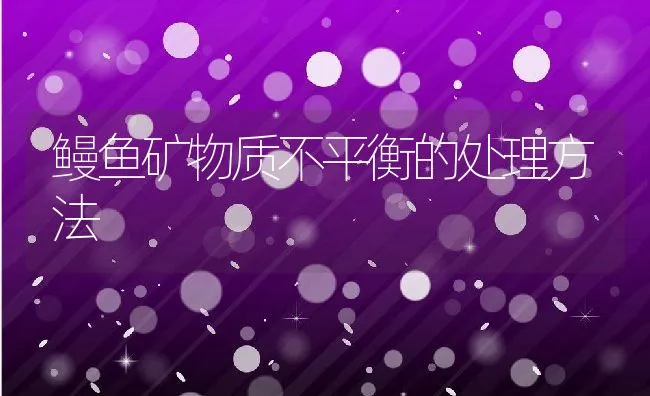 鳗鱼矿物质不平衡的处理方法 | 动物养殖饲料