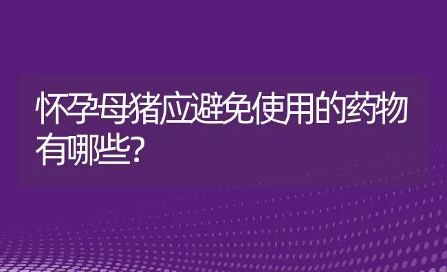 怀孕母猪应避免使用的药物有哪些？ | 动物养殖学堂