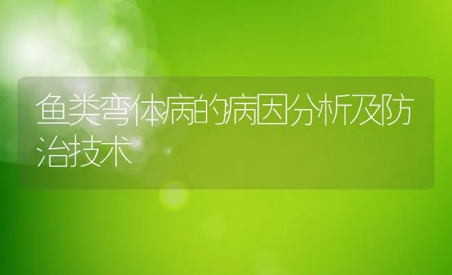 鱼类弯体病的病因分析及防治技术 | 水产养殖知识