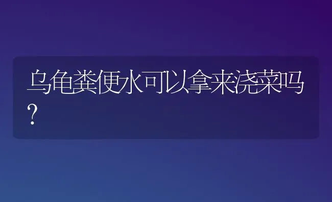 乌龟粪便水可以拿来浇菜吗？ | 动物养殖问答