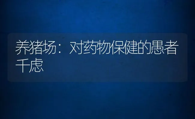 养猪场：对药物保健的愚者千虑 | 动物养殖饲料