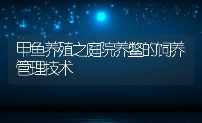 甲鱼养殖之庭院养鳖的饲养管理技术 | 动物养殖学堂