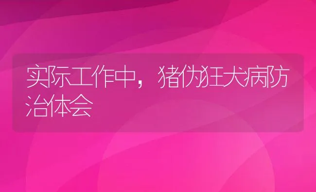 实际工作中，猪伪狂犬病防治体会 | 动物养殖学堂