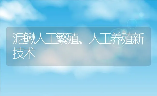 泥鳅人工繁殖、人工养殖新技术 | 动物养殖饲料