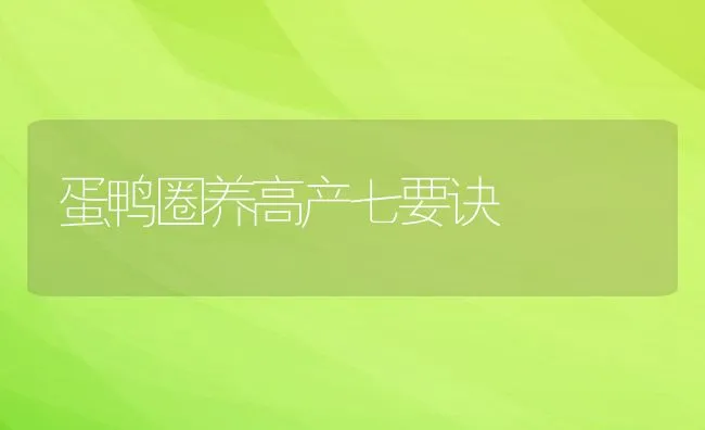 蛋鸭圈养高产七要诀 | 动物养殖饲料