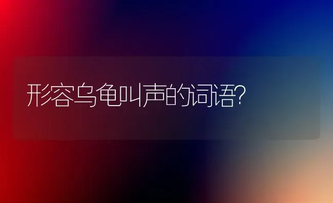 形容乌龟叫声的词语？ | 动物养殖问答