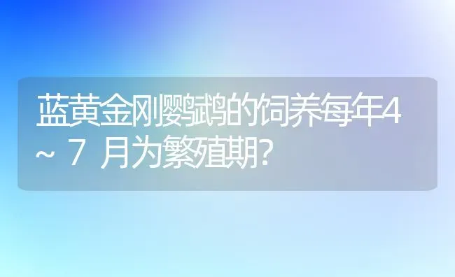 蓝黄金刚鹦鹉的饲养每年4~7月为繁殖期？ | 动物养殖问答