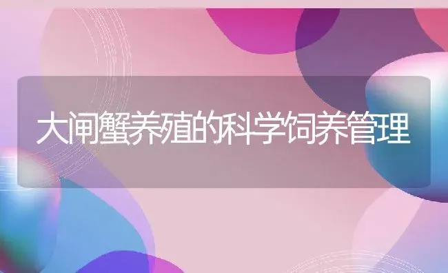 大闸蟹养殖的科学饲养管理 | 动物养殖教程