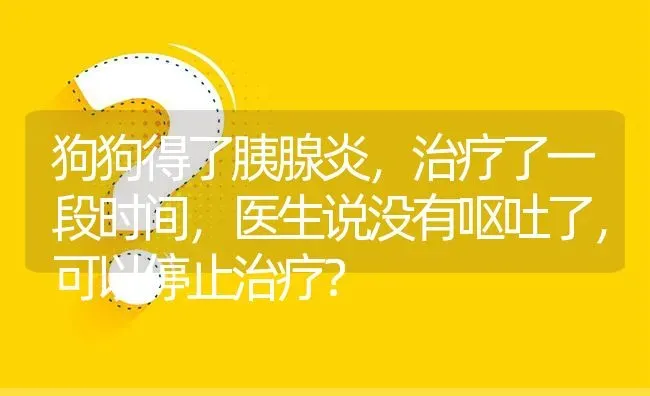 狗狗得了胰腺炎，治疗了一段时间，医生说没有呕吐了，可以停止治疗？ | 动物养殖问答