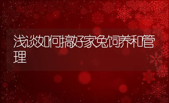 浅谈如何搞好家兔饲养和管理 | 水产养殖知识