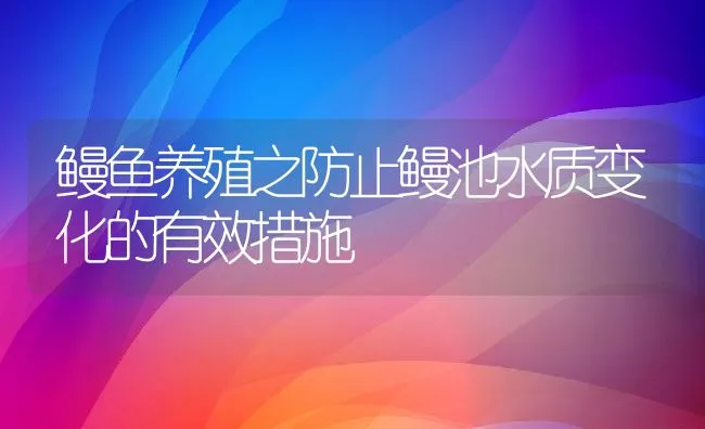 鳗鱼养殖之防止鳗池水质变化的有效措施 | 动物养殖饲料