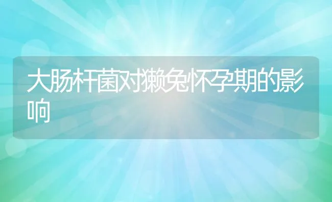 大肠杆菌对獭兔怀孕期的影响 | 水产养殖知识