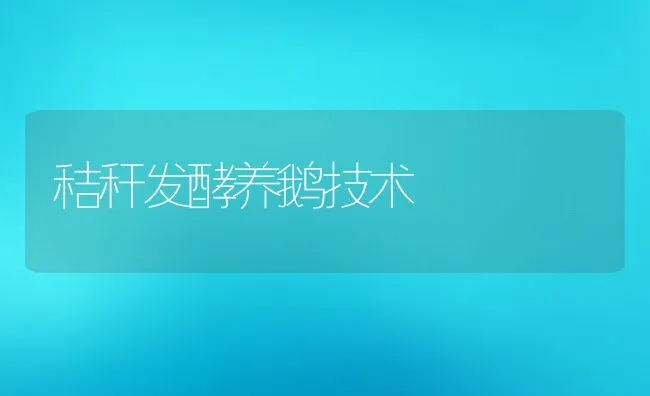 秸秆发酵养鹅技术 | 动物养殖饲料