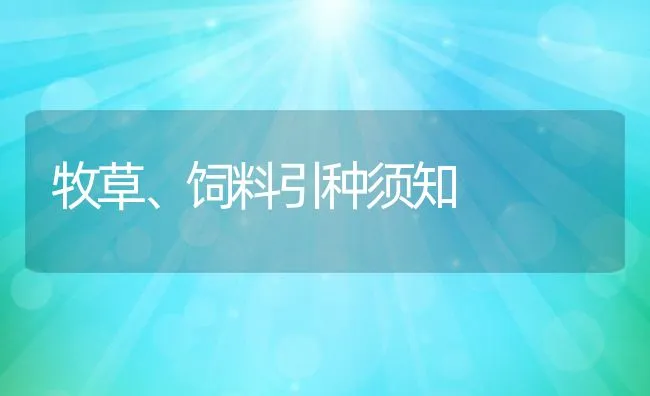 牧草、饲料引种须知 | 动物养殖饲料