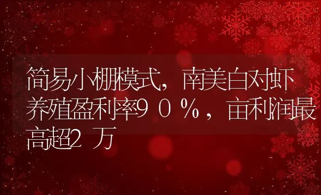 简易小棚模式，南美白对虾养殖盈利率90%，亩利润最高超2万 | 动物养殖百科