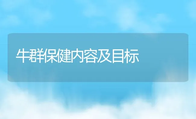 牛群保健内容及目标 | 动物养殖学堂