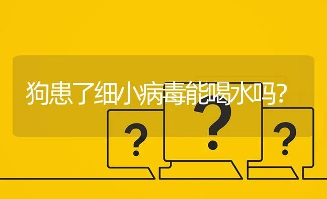 狗患了细小病毒能喝水吗？ | 动物养殖问答