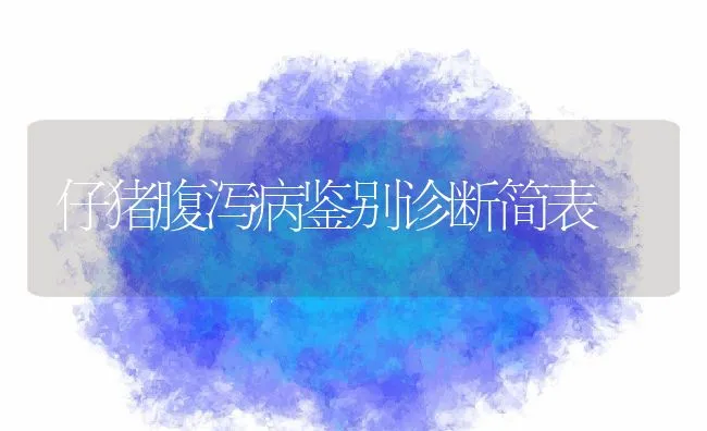 仔猪腹泻病鉴别诊断简表 | 动物养殖学堂