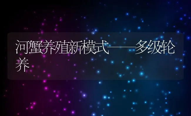 河蟹养殖新模式——多级轮养 | 动物养殖饲料