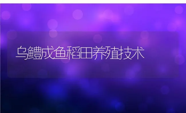 乌鳢成鱼稻田养殖技术 | 动物养殖饲料