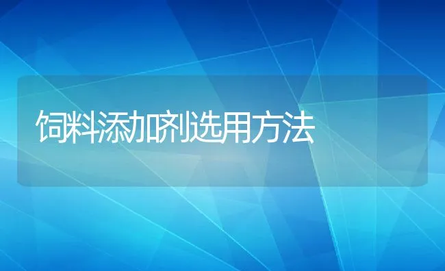 饲料添加剂选用方法 | 动物养殖饲料