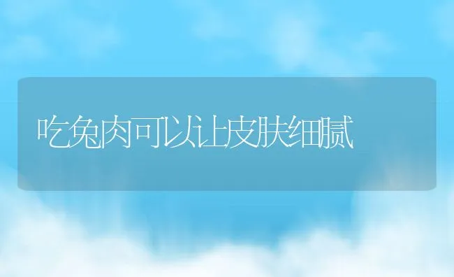 吃兔肉可以让皮肤细腻 | 水产养殖知识