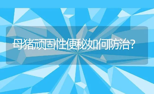 母猪顽固性便秘如何防治？ | 动物养殖学堂