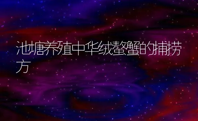 池塘养殖中华绒螯蟹的捕捞方 | 动物养殖饲料