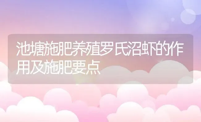 池塘施肥养殖罗氏沼虾的作用及施肥要点 | 动物养殖百科