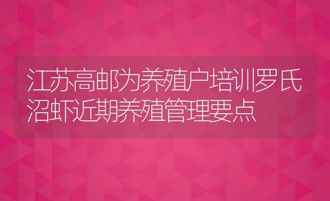 江苏高邮为养殖户培训罗氏沼虾近期养殖管理要点 | 动物养殖饲料