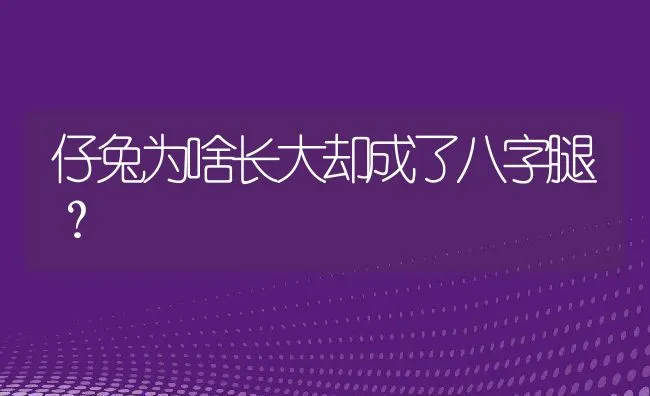 仔兔为啥长大却成了八字腿？ | 水产养殖知识